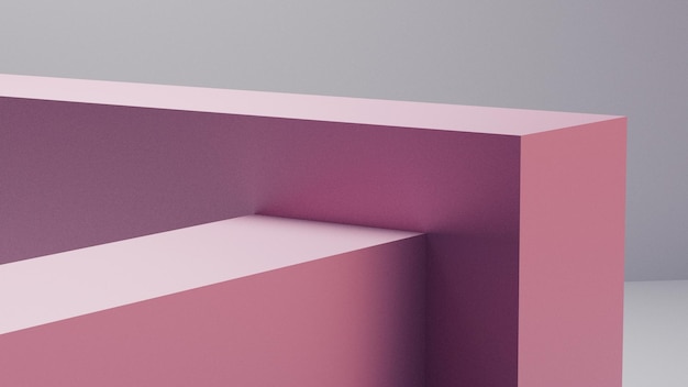 cena de exibição de pedestal em branco rosa pastel, palco vazio para colocação de produtos, renderização em 3D