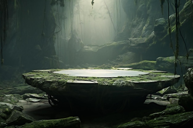 Foto cena de fantasia na floresta escura