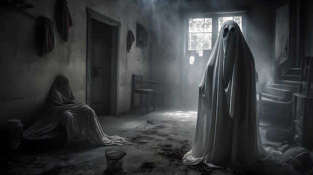 Cena de fantasma de terror em uma casa mal-assombrada Generative AI