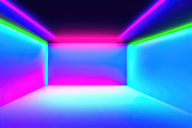 Cena de ficção científica com uma linha de neon brilhante FloorxA