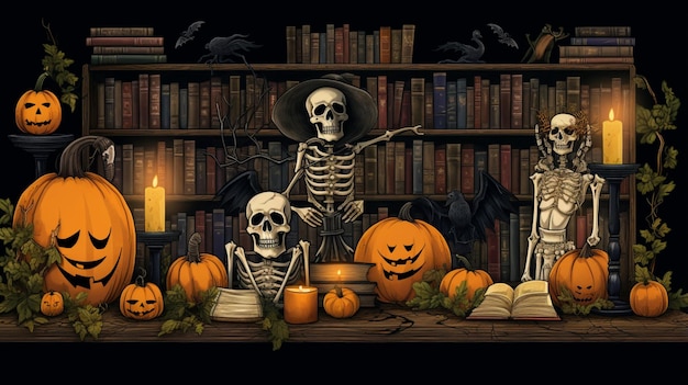 Cena de Halloween estranho gatinho mágico bela imagem arte gerada por Ai