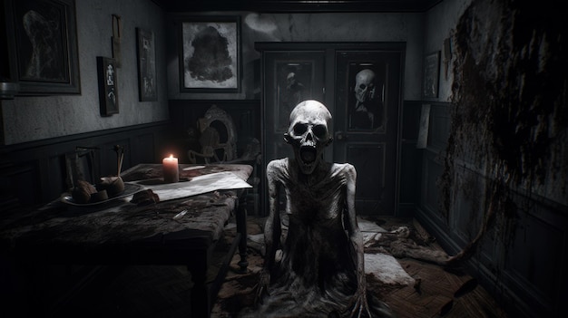 Cena de jogo de terror ultra realista