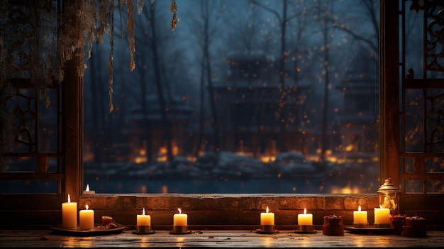 cena de luz de velas Fotografia de alta definição fundo criativo papel de parede