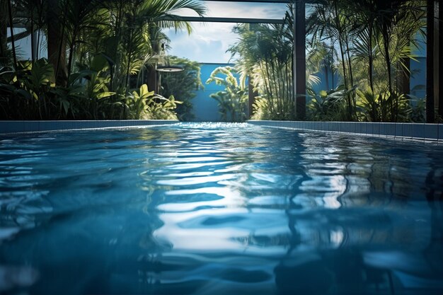 Cena de manutenção da piscina