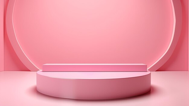 Cena de maquete criativa rosa chique vitrine com pódio