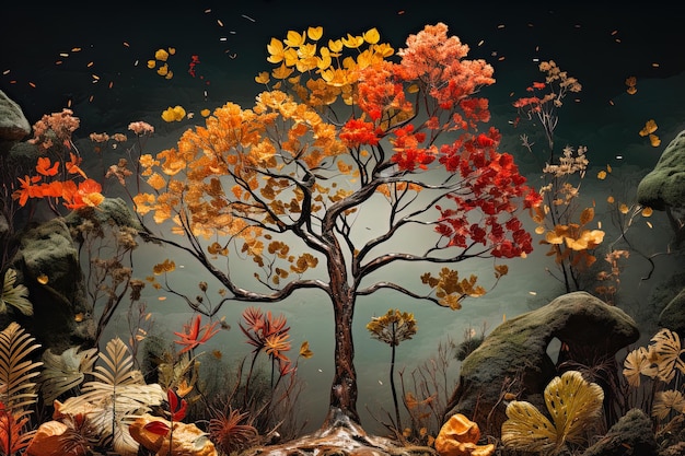 Cena de outono em cores cativantes atmosfera aconchegante modelo de plano de fundo de outono o banner
