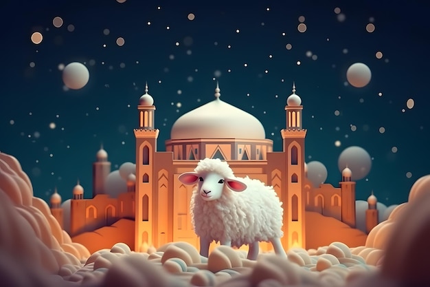 cena de ovelhas sentadas no chão para o Eid al Adha