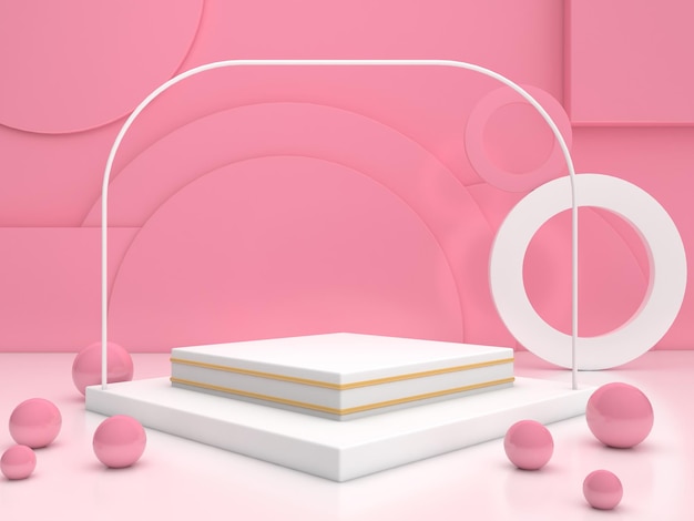 Cena de pódio de exibição cosmética abstrata mínima fundo pastel rosa para apresentação do produto 3d