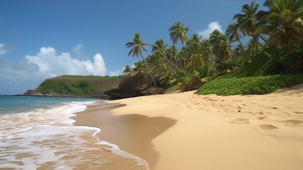 Foto cena de praia tranquila com águas azuis