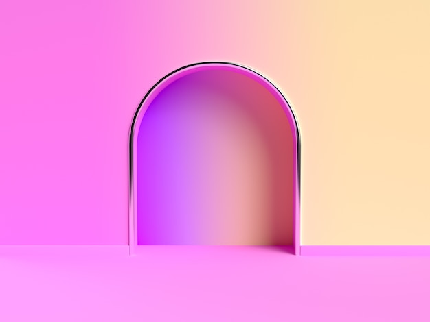 Foto cena de renderização 3d abstrata de gradiente de parede rosa amarela