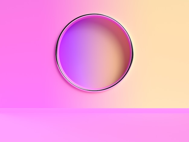 Foto cena de renderização 3d abstrata de gradiente de parede rosa amarela