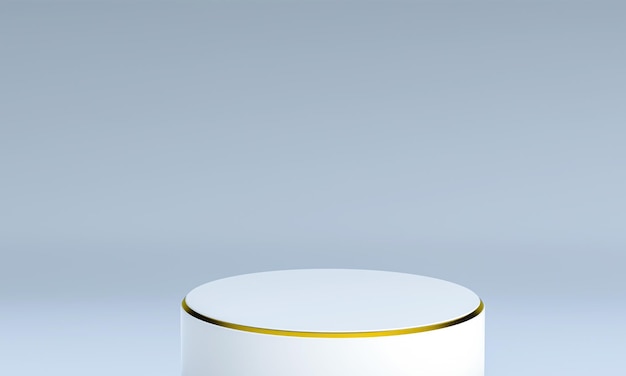Cena de renderização 3d de fundo com pódio em forma cilíndrica com ilustração 3D de detalhes dourados
