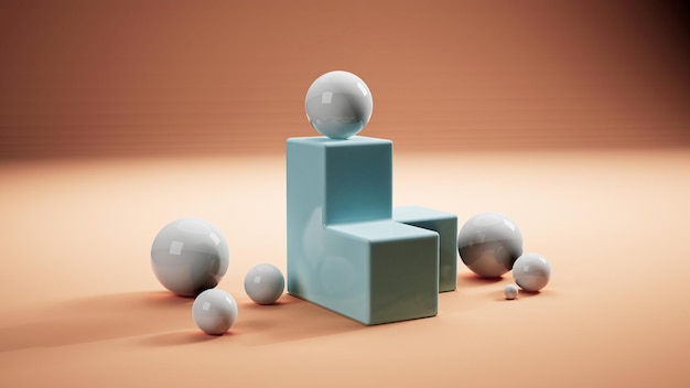Cena de simulação de fundo abstrato com forma de geometria de pódio para renderização 3D de exibição de produto