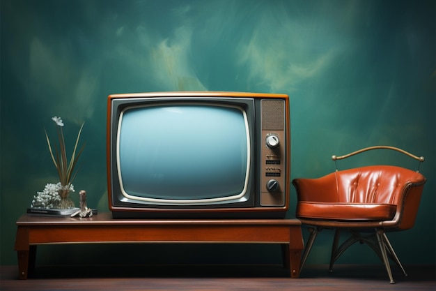 Cena de televisão clássica O charme de uma visão de TV retro