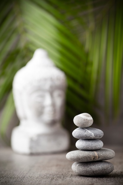 Foto cena de tratamento de spa de pedras, conceitos como zen.