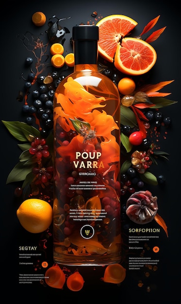 Cena de um licor de papaias apaixonado com uma cor quente e enérgica co poster menu flyer design art