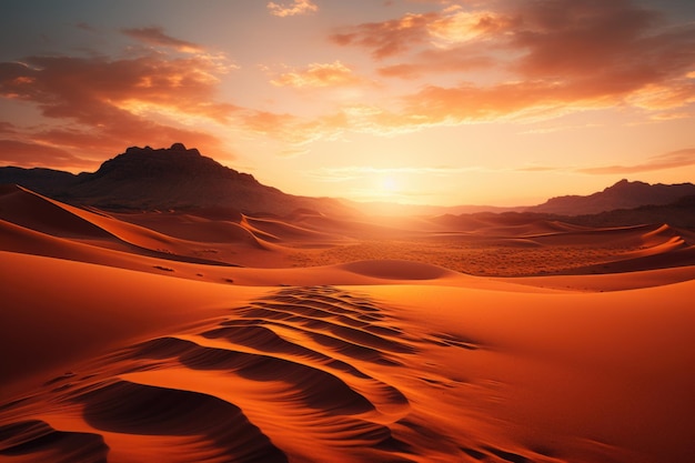 Cena do deserto com montanhas à distância IA generativa