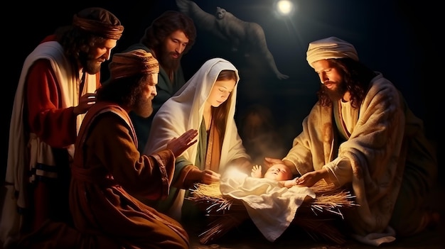 Cena do nascimento de Jesus Cristo Presépio de Natal