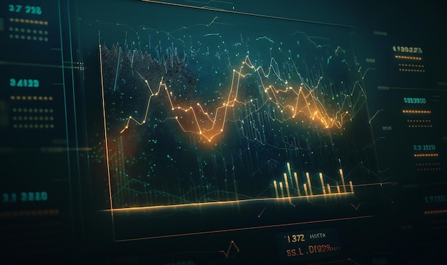 Cena dramática do mercado de ações com gráfico descendente em um fundo escuro simbolizando perda de investimento