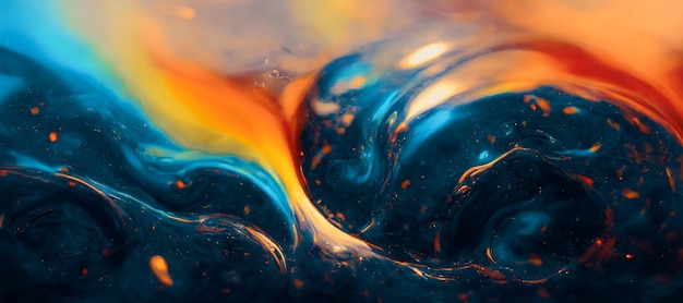 Foto cena espetacular de tinta laranja azul se movimentando ilustração 3d de arte digital