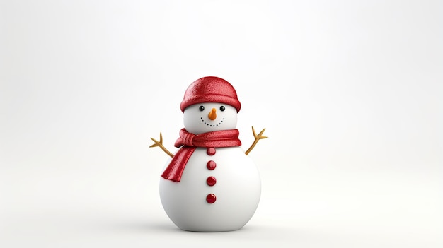 Cena fotográfica de boneco de neve com renderização em 3d de espaço de cópia