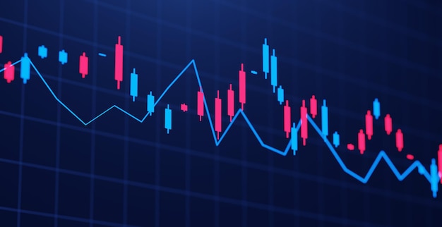 Cena futurista da bolsa de valores Fundo abstrato do gráfico de preços de criptografia do mercado de ações forex Movimentos de mercado gráficos de conceito criativo para cima infográficos Design 3d realista Crescimento Economia mundial