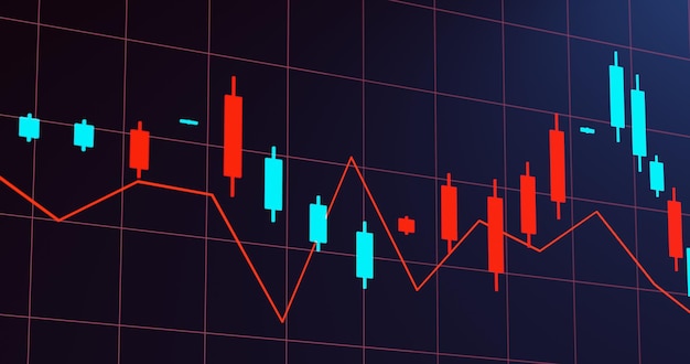 Cena futurista da bolsa de valores Fundo abstrato do gráfico de preços de criptografia do mercado de ações forex Movimentos de mercado gráficos de conceito criativo para cima infográficos Design 3d realista Crescimento Economia mundial