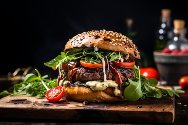 Cena de hamburguesa de hongos de Portobello Receta Comida