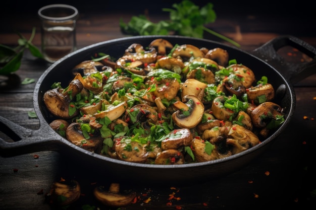 Cena de hongos salteados Receta Fotografía de comida