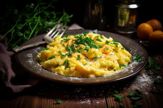 Cena De Huevos Revueltos Receta Fotografía De Comida