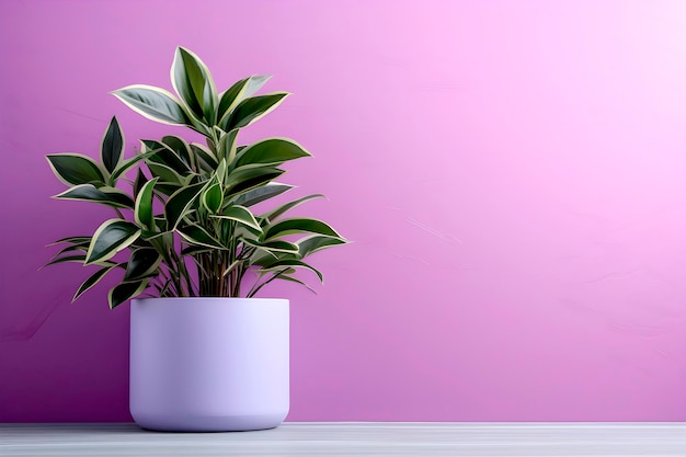 Foto cena interior em tons roxos suaves vasos com plantas de interior no interior ai gerado