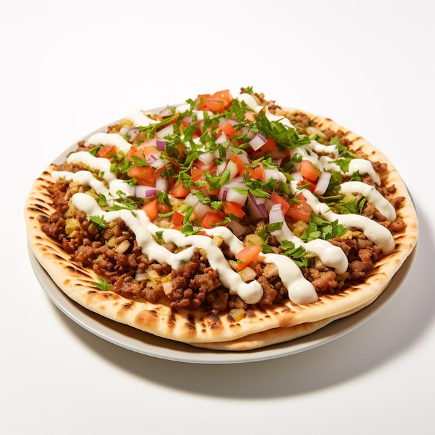 Cena Lahmacun Shawarma Lahmacun con fondo blanco