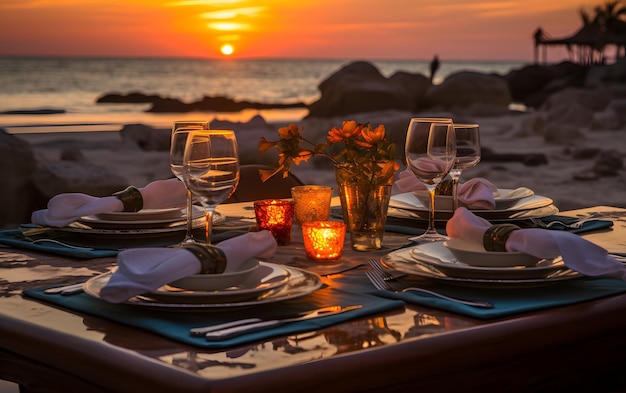 Cena de lujo frente al mar