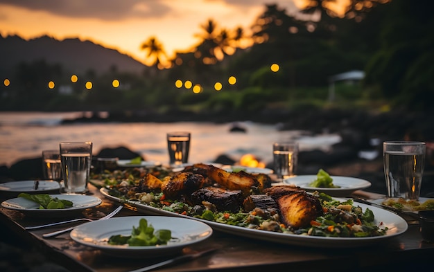 Cena de lujo frente al mar