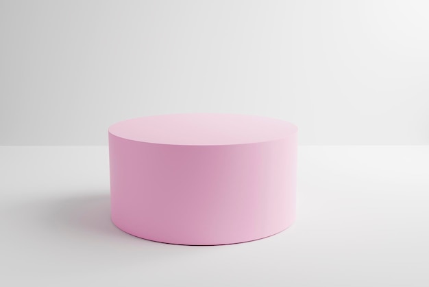 Cena mínima abstrata com pódios de cilindro em cores rosa creme d render