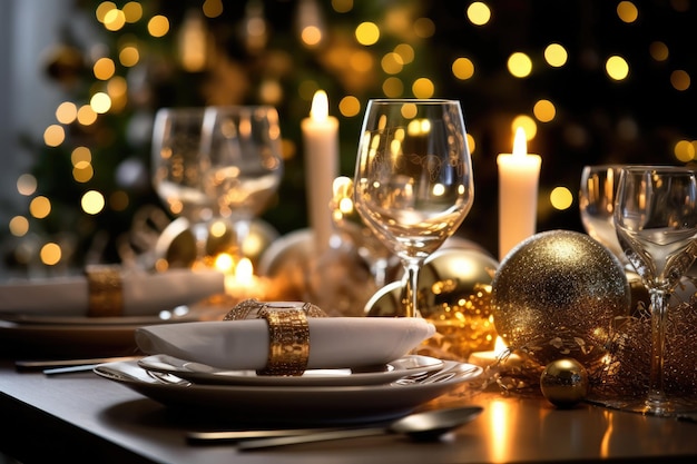 cena de navidad puesta en escena navidad hogar decoración generativa ai