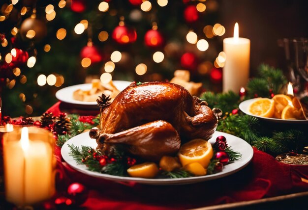 Foto cena de navidad con velas y decoraciones