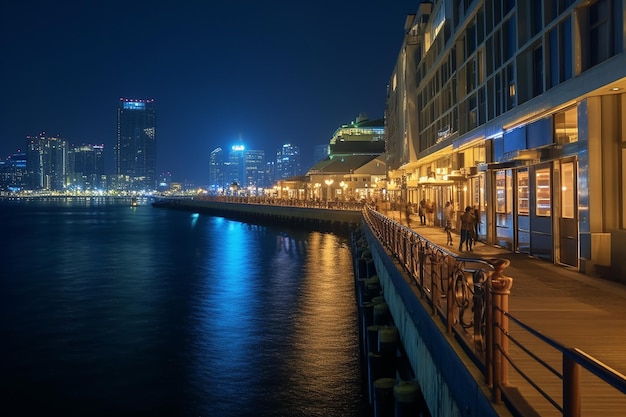 Foto cena noturna romântica de yokohama ambiente de encontro perfeito