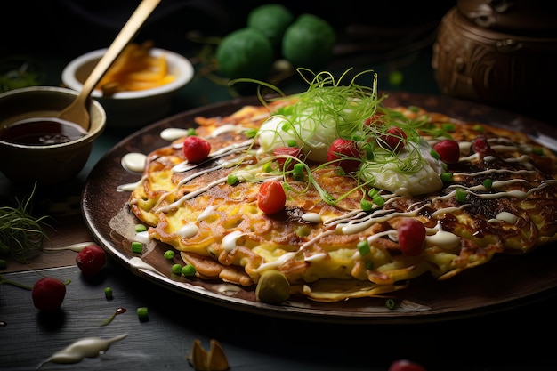 Cena Okonomiyaki Receta Fotografía de comida