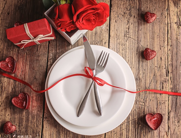 Cena romántica para el amado. Enfoque selectivo Vacaciones