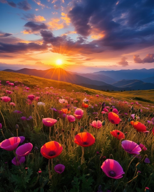 cena romântica de árvore de flores rosa