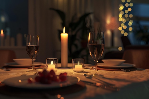 Foto una cena romántica a la luz de las velas para dos