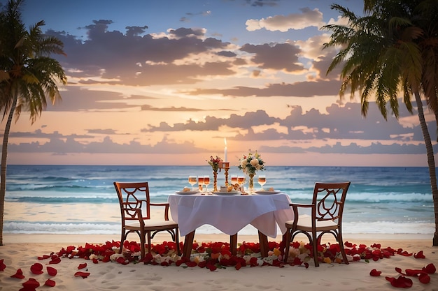 Cena romántica en la playa Generate Ai art