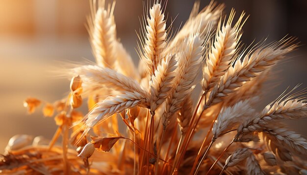 Foto cena rural trigo dourado cevada madura milho fresco natureza colheita gerada por inteligência artificial