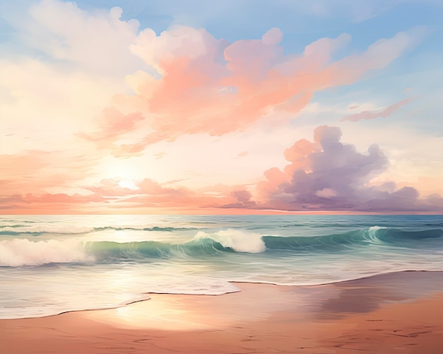 cena serena da praia ao pôr-do-sol