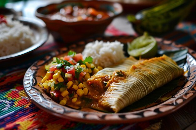 Foto cena de tamales comida mexicana con agua en la boca