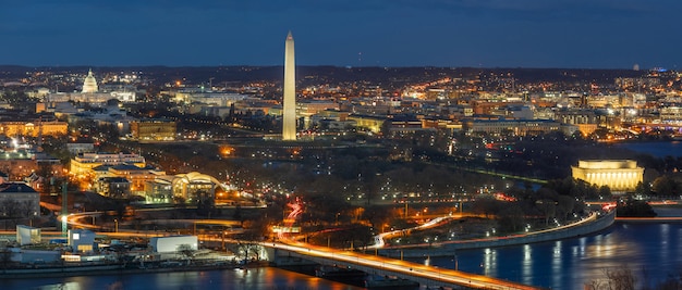 Cena vista superior, de, cc washington, estados unidos capitólio, washington, monumento, lincoln, memorial