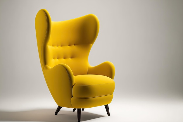 Cenário branco de cadeira amarela moderna isolado