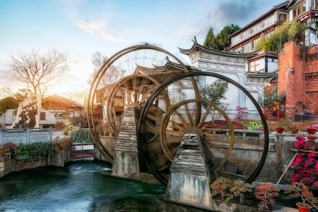 Cenário da antiga cidade de lijiang em yunnan