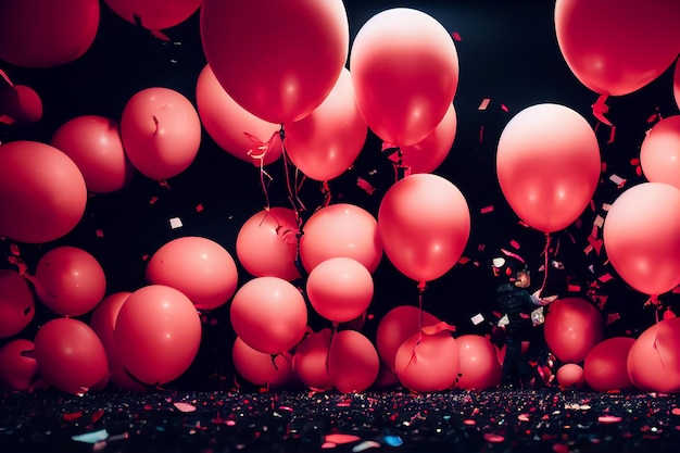 Cenário de balões abstratos para texto e comemorar na temporada de venda sexta-feira negra